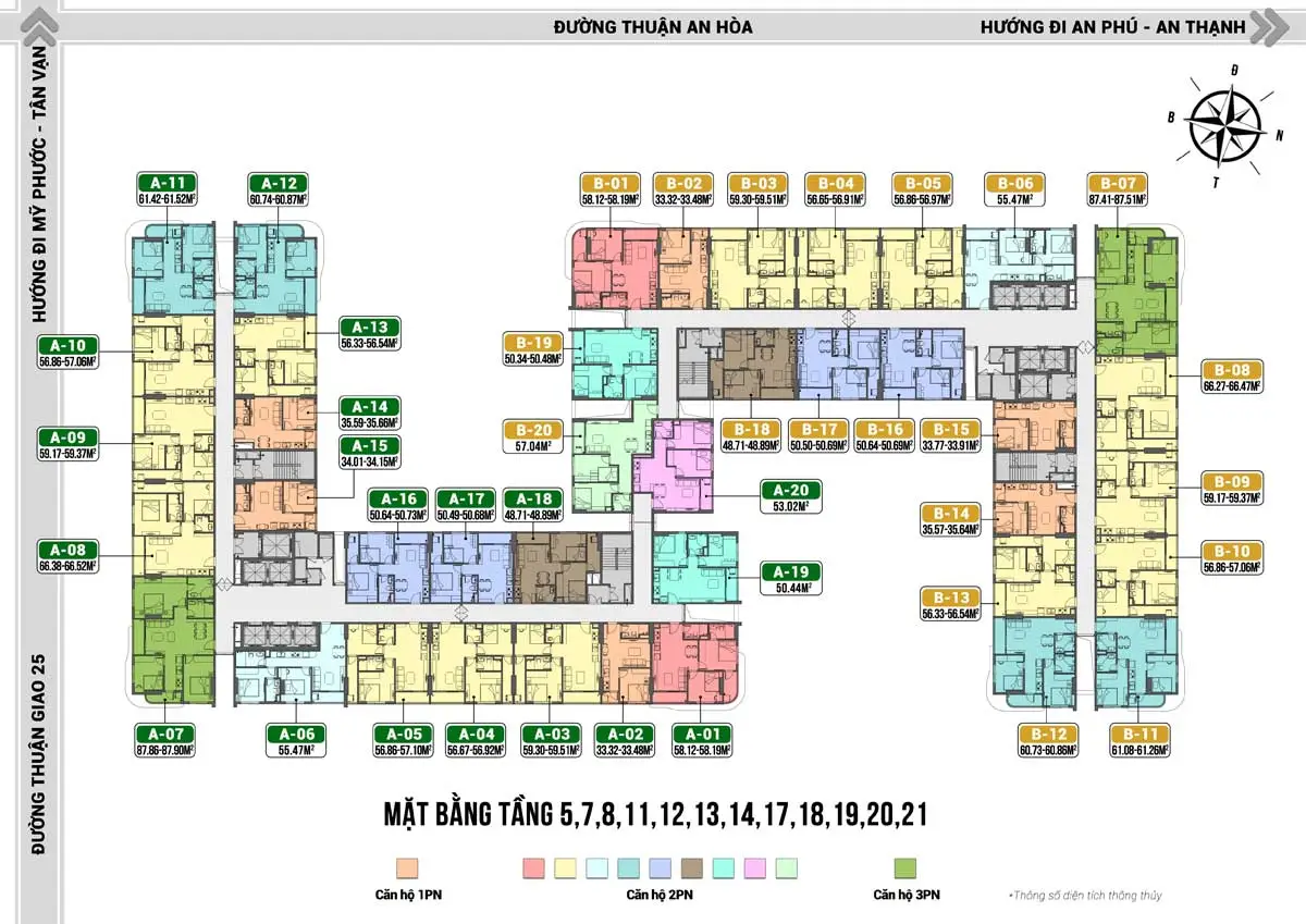 Ben Hill Thuận An 12 Mặt bằng tầng 5-7-8-11-12-13-14-17-18-19-20-21 Dự án Ben Hill Thuận An