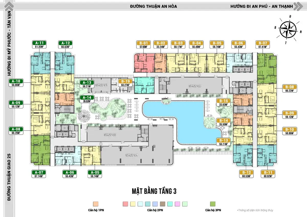 Ben Hill Thuận An 9 Mặt bằng tầng 3 Dự án Ben Hill Thuận An