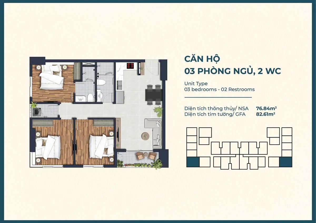 Sơ đồ bố trí căn hộ The Felix mẫu A