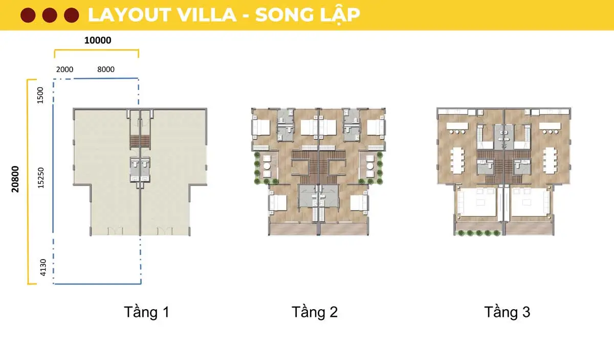 Sun Cosmo Residence Đà Nẵng 14 Thiết kế Biệt thự Song Lập Sun Cosmo Residence Đà Nẵng