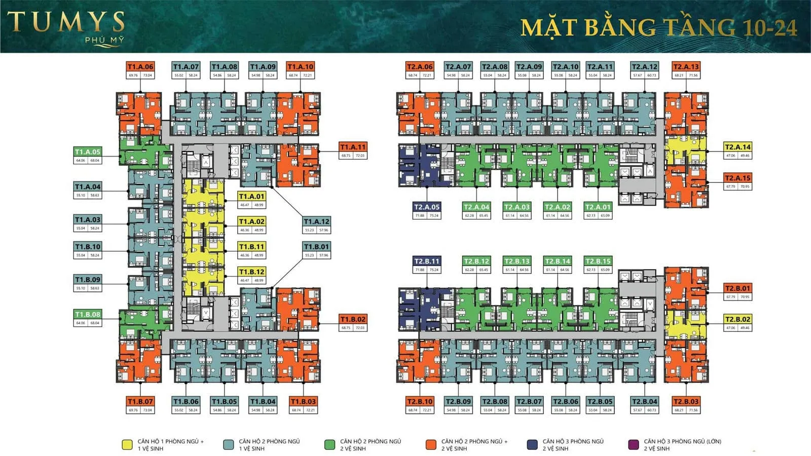 Mặt bằng Tầng 10-24 Dự án Căn hộ Maison Grand Phú Mỹ
