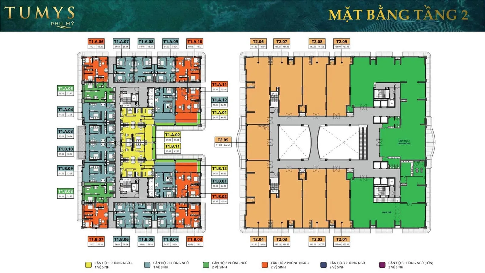 Mặt bằng Tầng 2 Dự án Căn hộ Maison Grand Phú Mỹ
