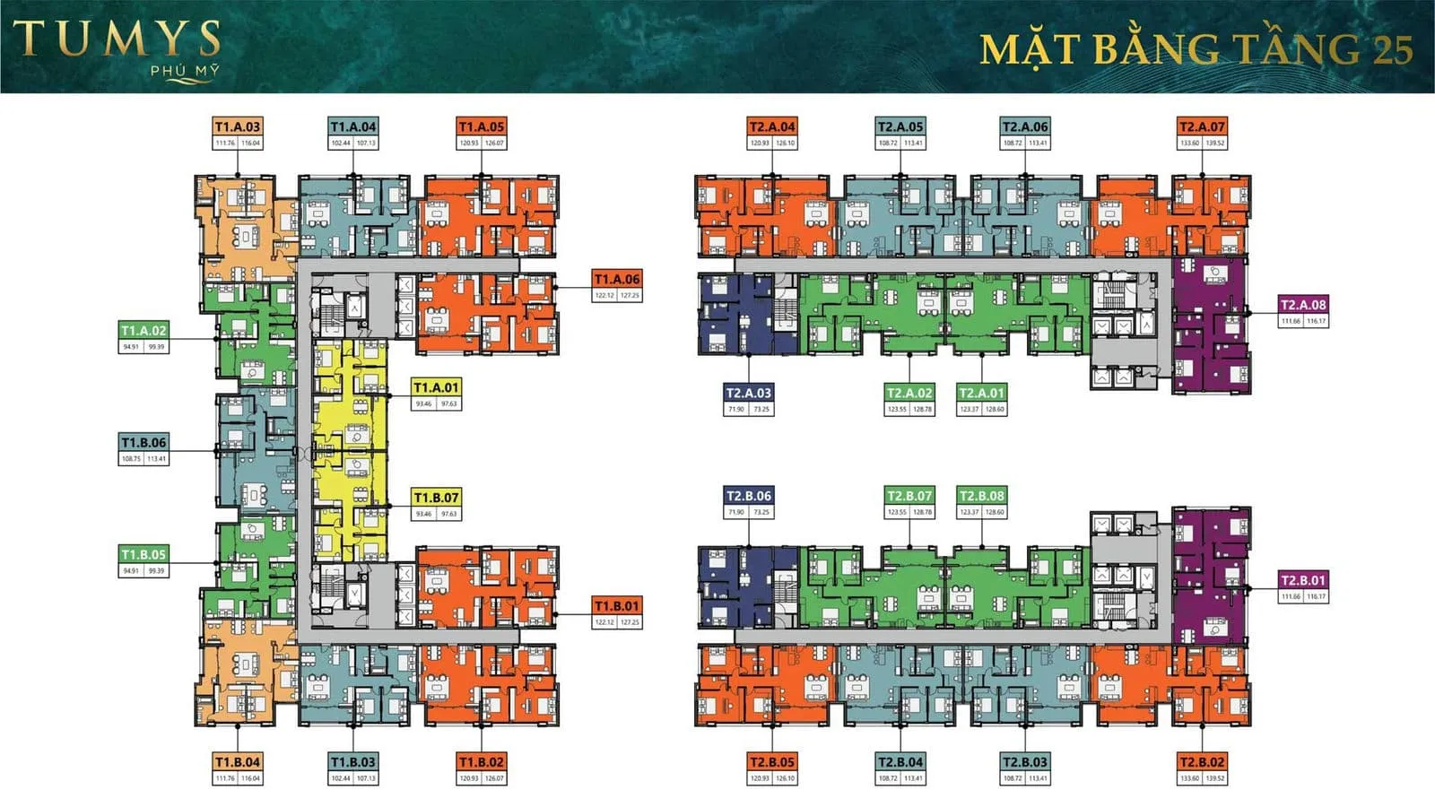 Mặt bằng Tầng 25 Dự án Căn hộ Maison Grand Phú Mỹ
