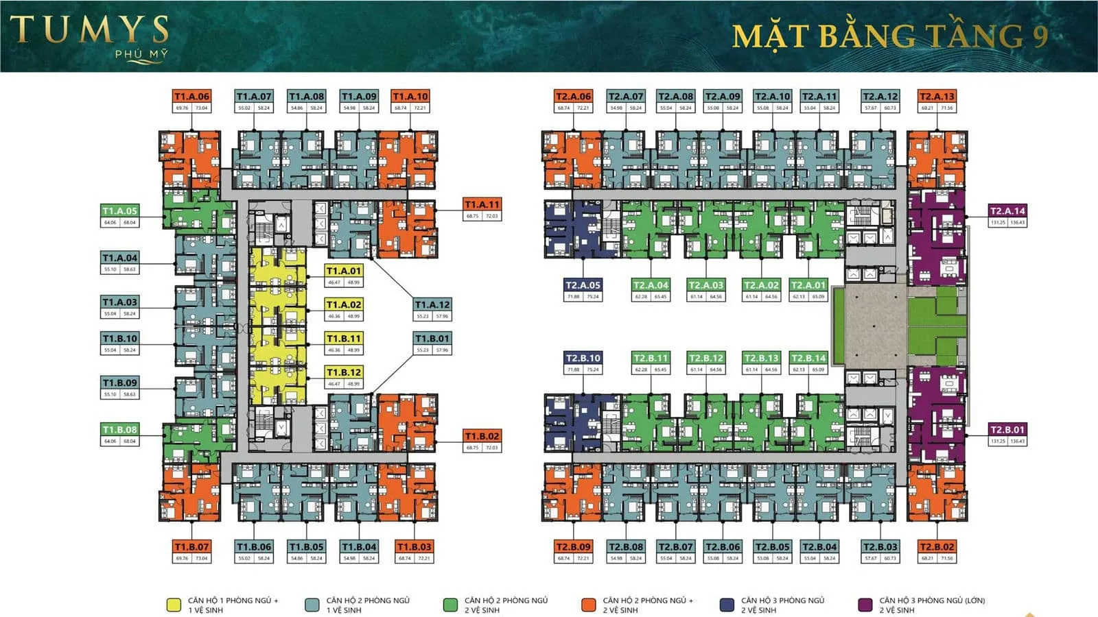 Mặt bằng Tầng 9 Dự án Căn hộ Maison Grand Phú Mỹ