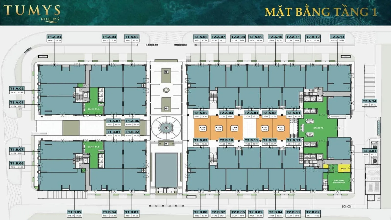 Mặt bằng Tầng 1 Dự án Căn hộ Maison Grand Phú Mỹ