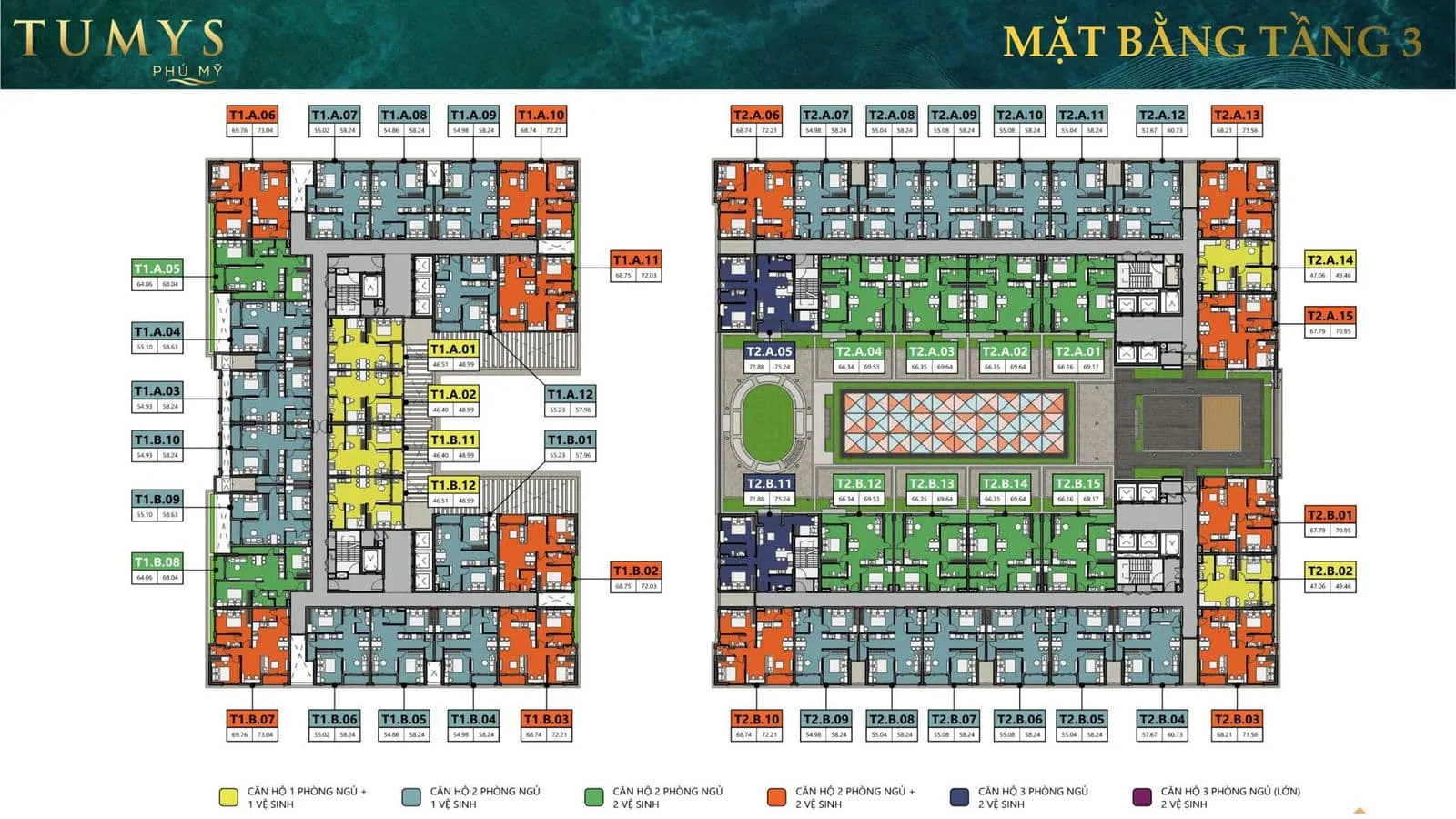 Mặt bằng Tầng 3 Dự án Căn hộ Maison Grand Phú Mỹ