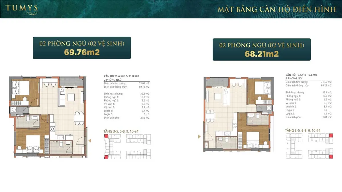 Căn hộ 2PN 2 Toilet Maison Grand Phú Mỹ