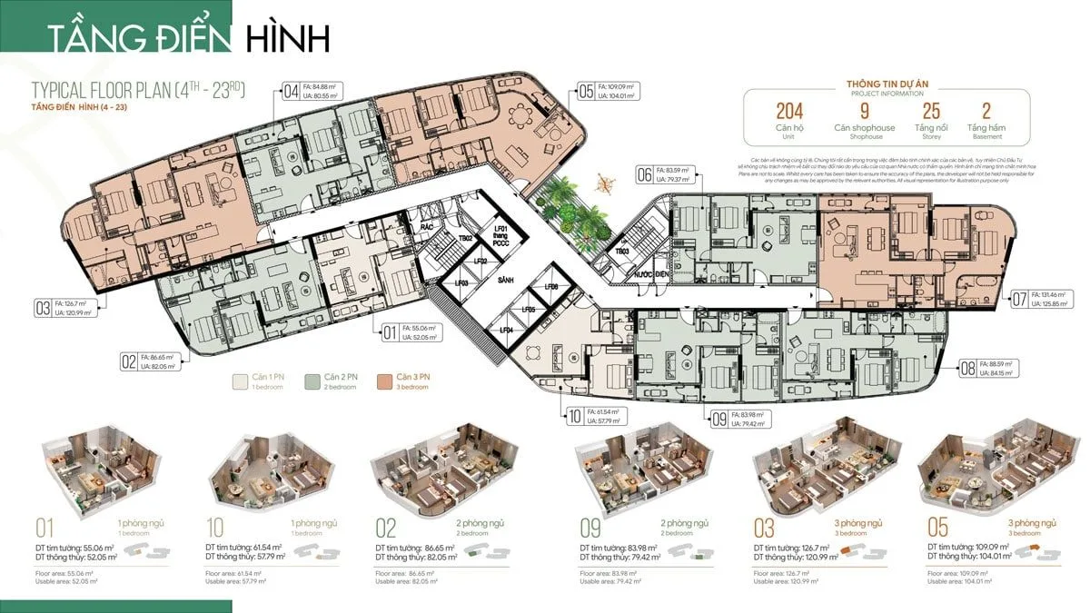 Thảo Điền Green 16 Mặt bằng tầng điển hình Dự án Thảo Điền Green Towers Quận 2