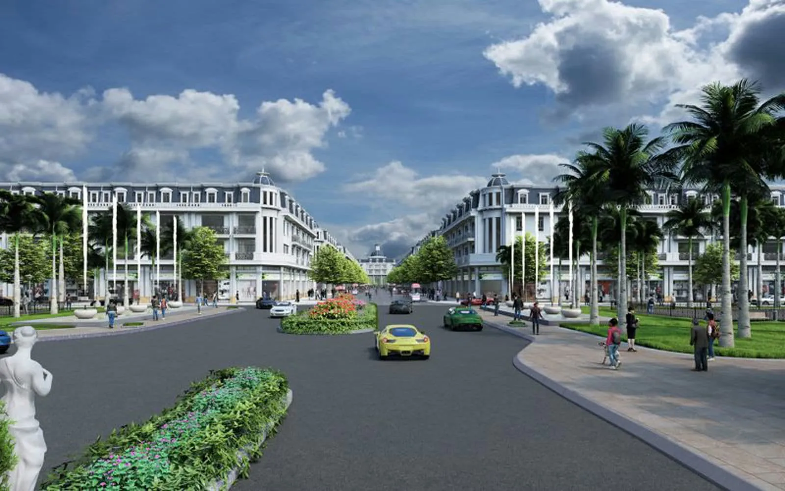 Phối cảnh trục đường chính và các dãy nhà Agora City
