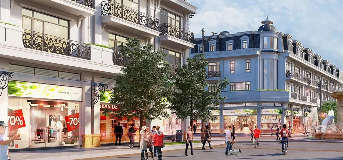Phối cảnh shophouse và không gian thương mại Agora City