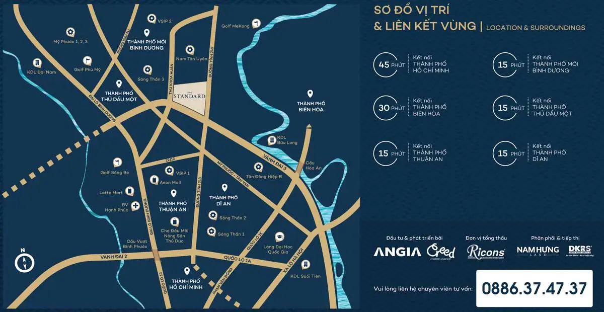 Sơ đồ vị trí The Standard Bình Dương tại khu vực Tân Phước Khánh