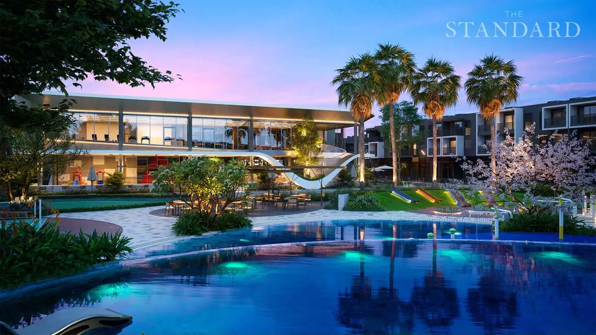 Phối cảnh hồ bơi và clubhouse The Standard Bình Dương
