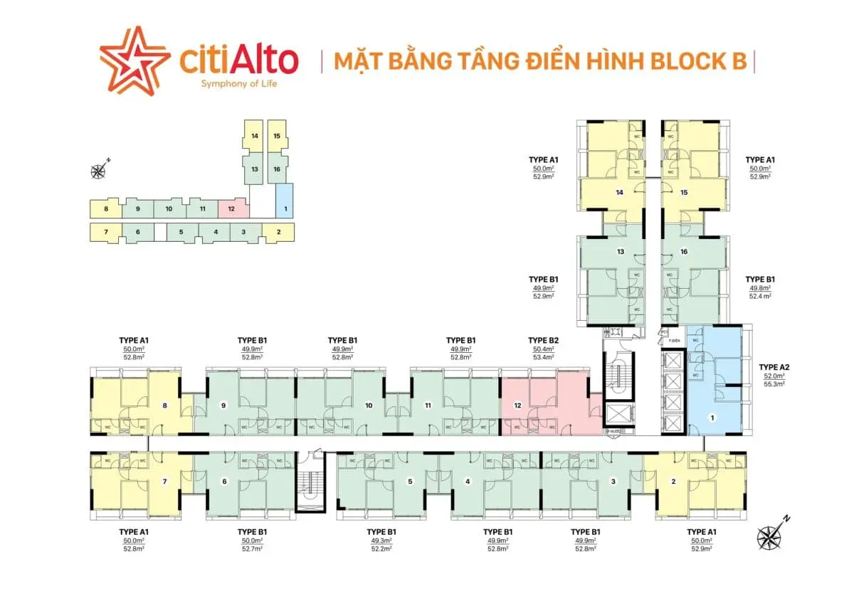 CitiAlto 1 Mặt bằng tầng điển hình block B CitiAlto.