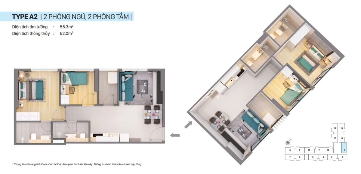 CitiAlto 3 Mặt bằng căn hộ A2 CitiAlto.
