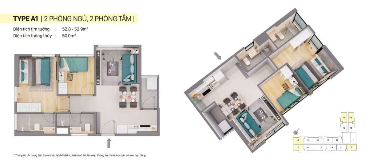 CitiAlto 2 Mặt bằng căn hộ A1 CitiAlto.