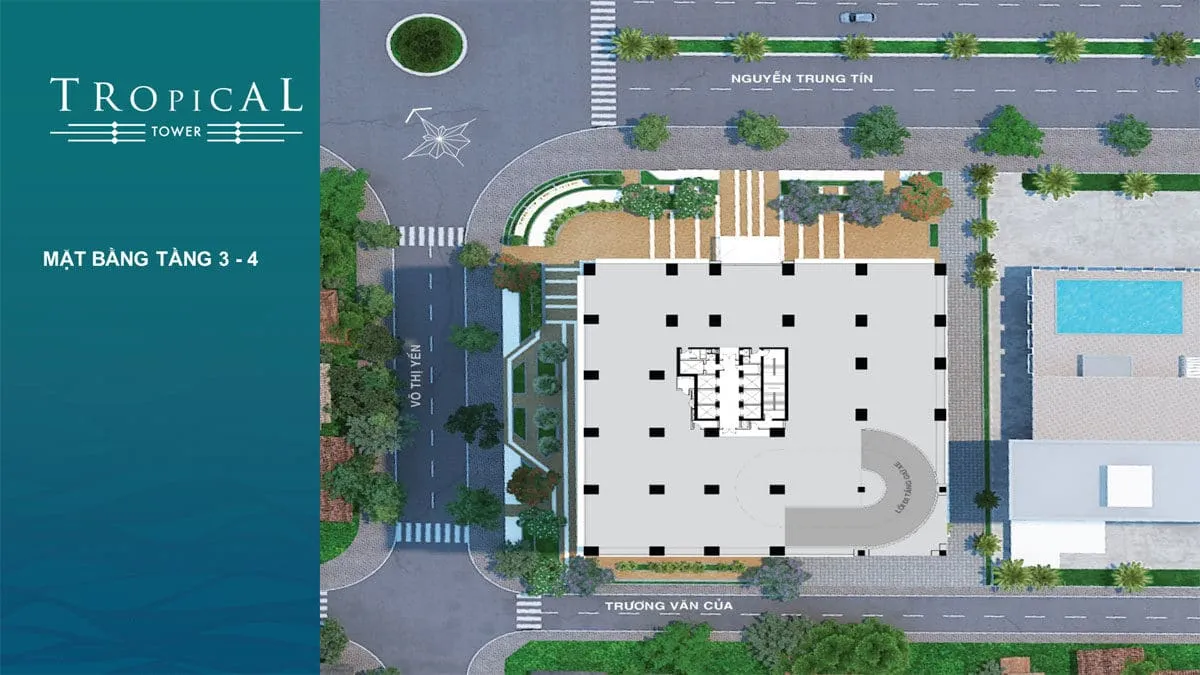 QUY NHƠN MELODY 12 Mặt bằng tầng 3-4 tòa Tropical Tower