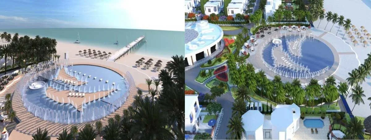 Phối cảnh hồ bơi và khu nghỉ dưỡng The Pearl Cam Ranh