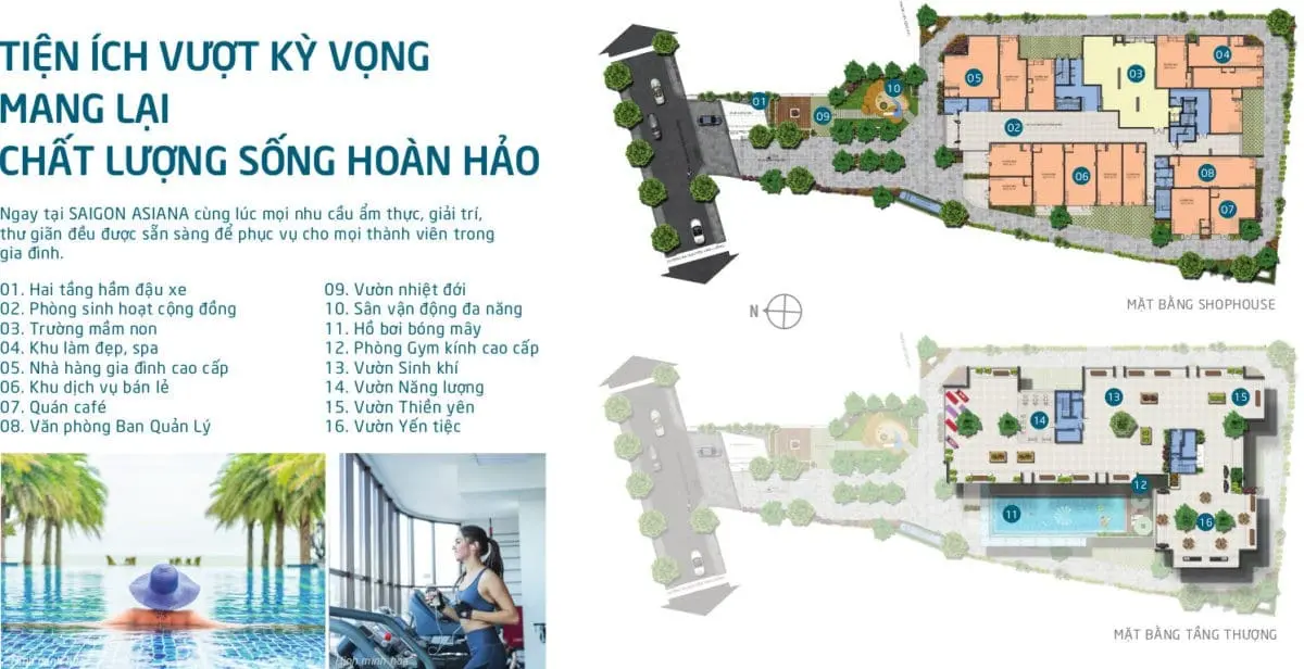Sơ đồ bố trí tiện ích Saigon Asiana theo thiết kế