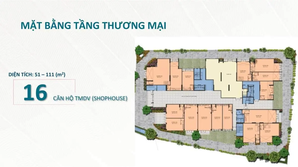 Mặt bằng tầng thương mại Saigon Asiana với 16 shophouse