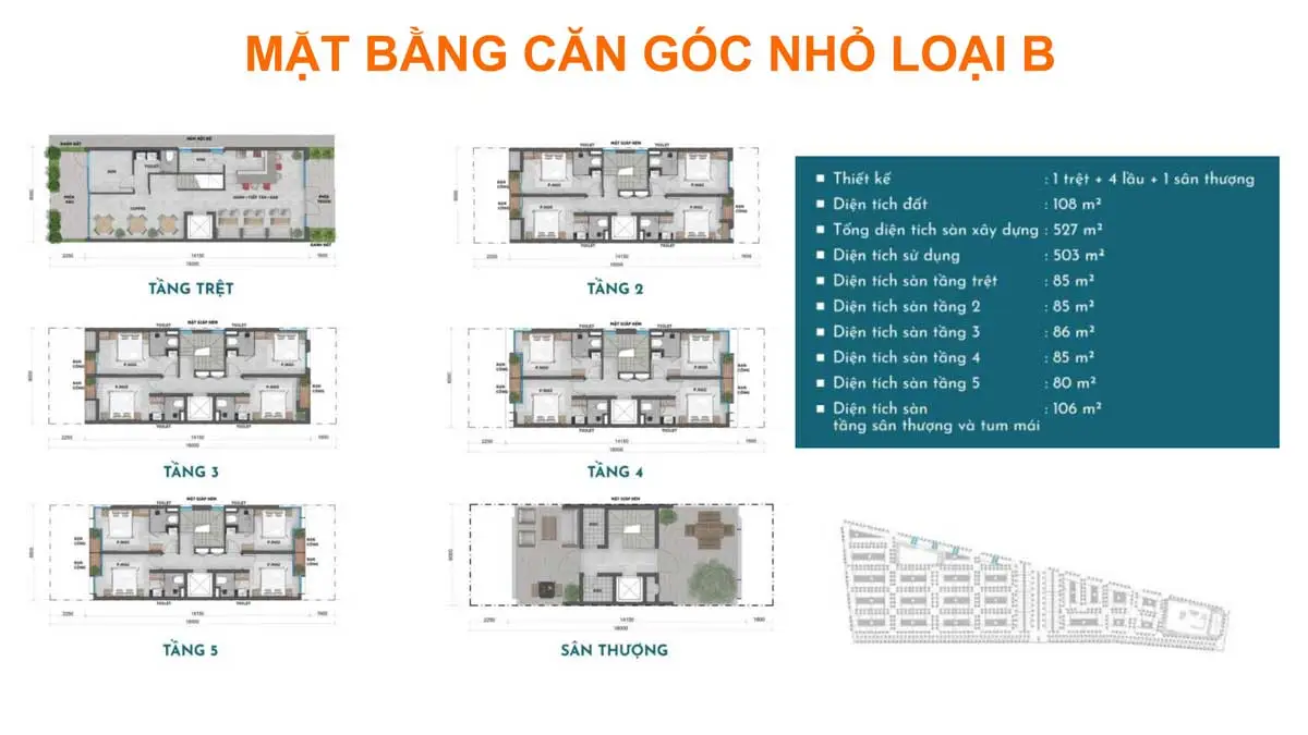 Broadway Mini Hotel Thanh Long Bay 9 Mặt bằng căn góc nhỏ loại B Broadway Mini Hotel Thanh Long Bay