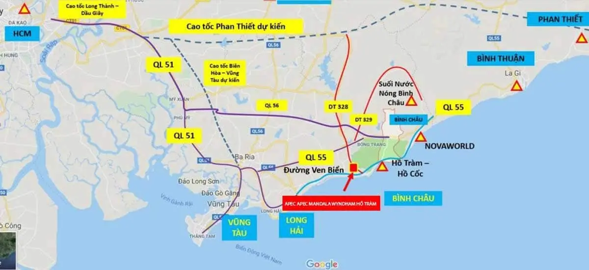 APEC MANDALA WYNDHAM HỒ TRÀM 2 Vị trí Vị trí Apec Mandala Wyndham Hồ Tràm Bình Châu Bà Rịa Vũng Tàu