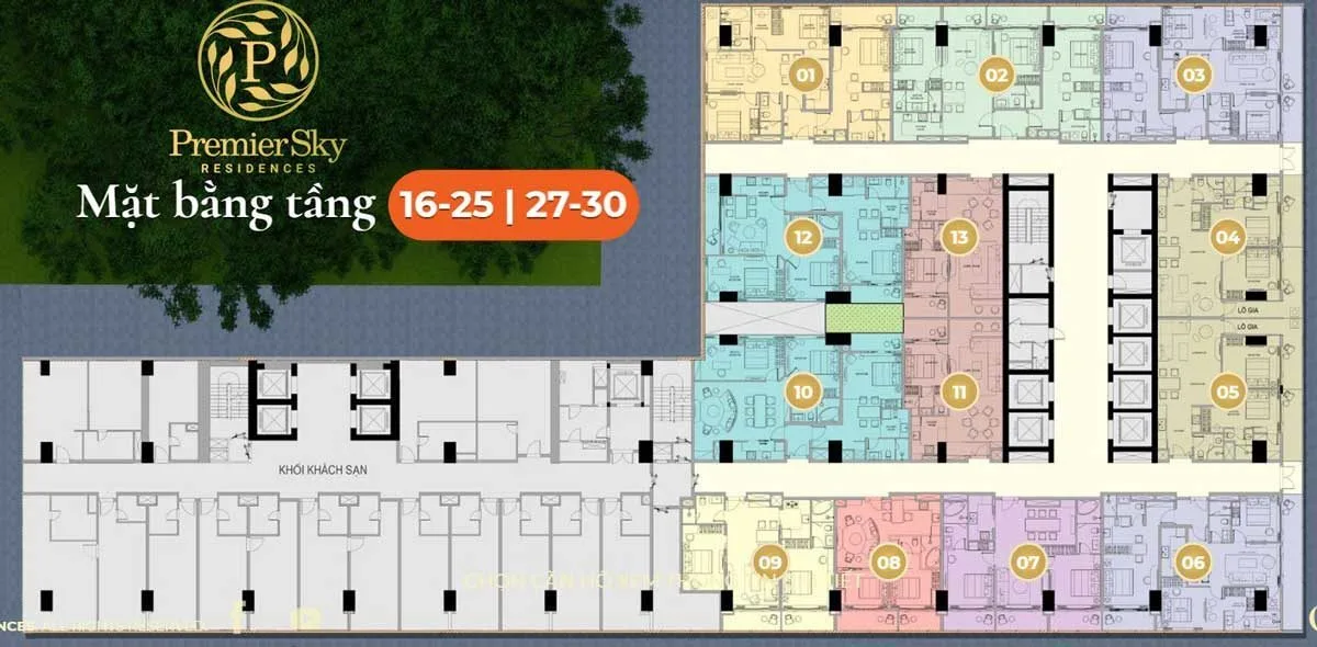 The 6Nature 7 Mặt bằng Căn hộ Premier Sky Residences Đà Nẵng