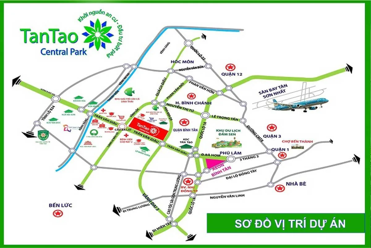 Sơ đồ vị trí và liên kết vùng Tân Tạo Central Park