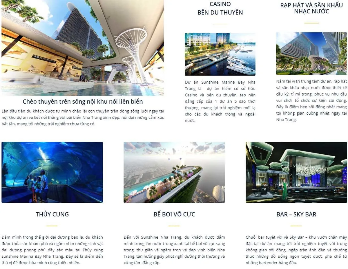 SUNSHINE MARINA NHA TRANG BAY 3 Tiện ích nội khu Dự án Căn hộ Sunshine Marina Nha Trang Bay