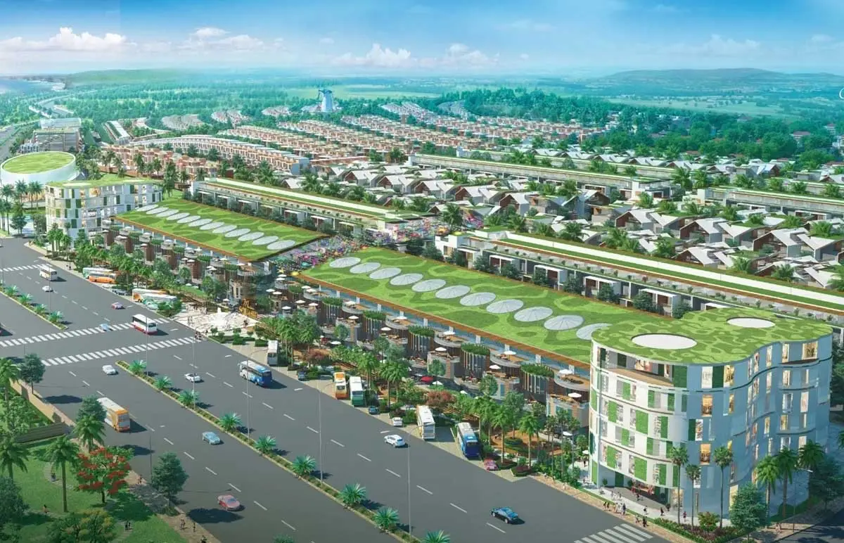 Phối cảnh khu thấp tầng và trục nội khu The Parkhill City