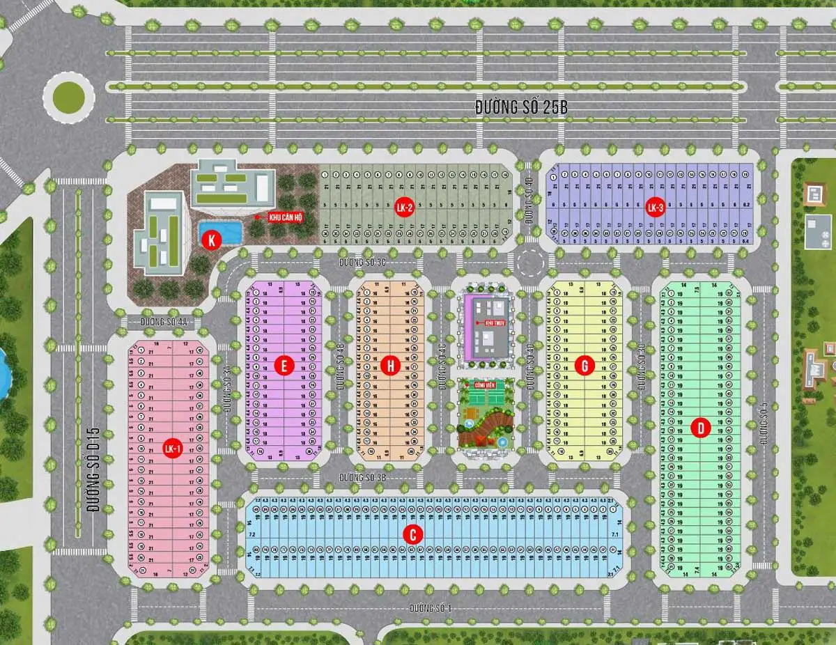 THE CENTRE HOUSE NHƠN TRẠCH 6 Mặt bằng phân lô Mặt bằng Dự án The Centre House Nhơn Trạch Đồng Nai