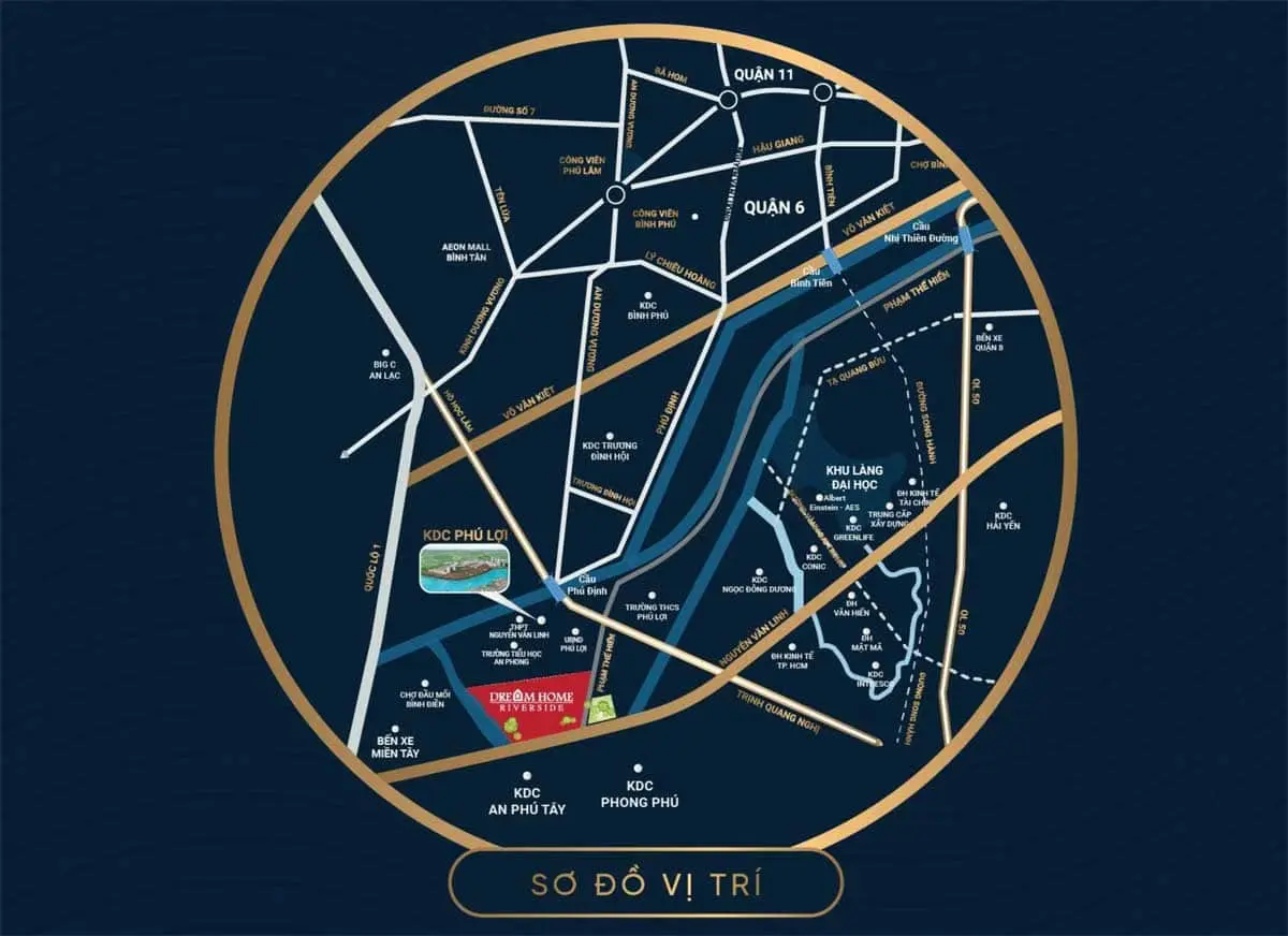 Sơ đồ vị trí và liên kết vùng Dream Home Riverside