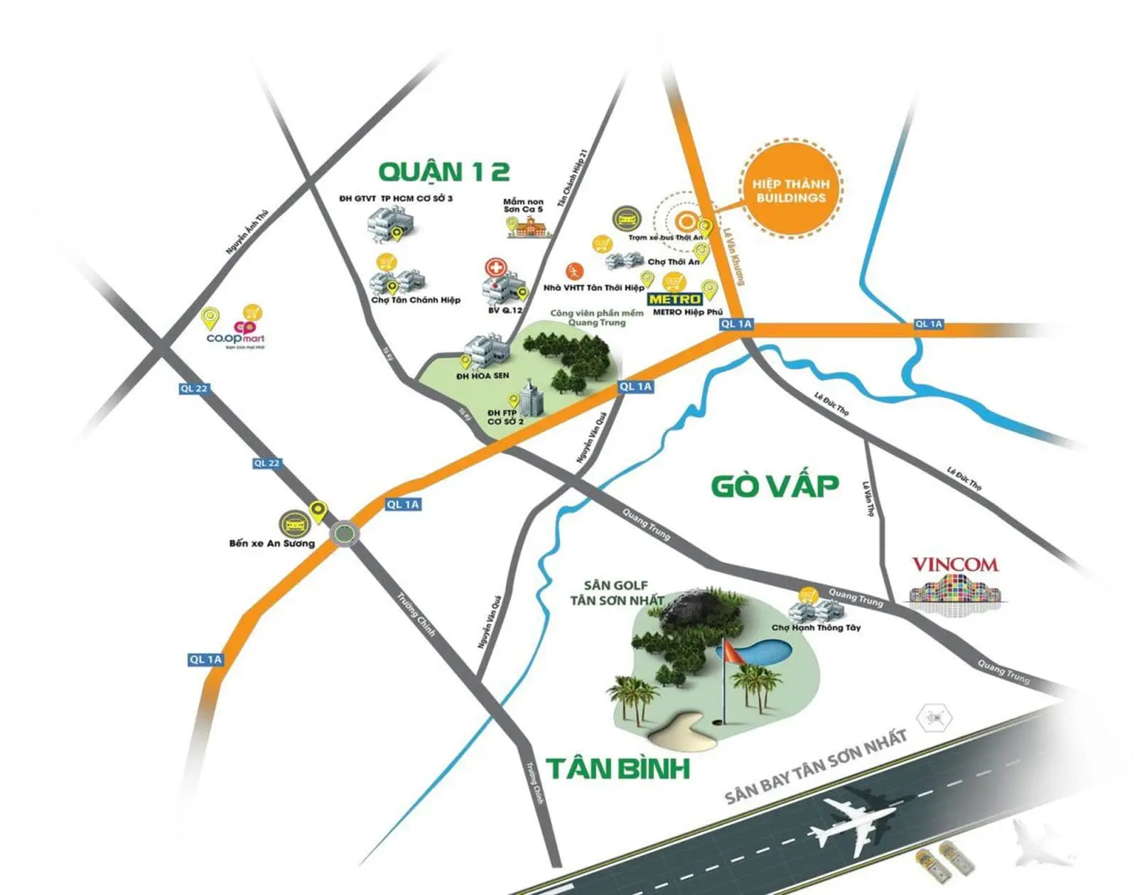 Sơ đồ kết nối khu vực Hiệp Thành Buildings trong tư liệu giới thiệu trước đây