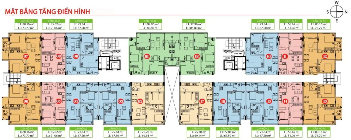 Mặt bằng tầng điển hình Block C Hiệp Thành Buildings