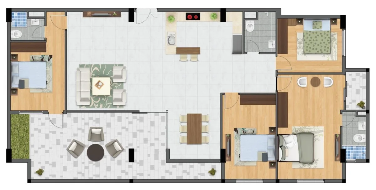 Thiết kế penthouse 208,66 m² Block C
