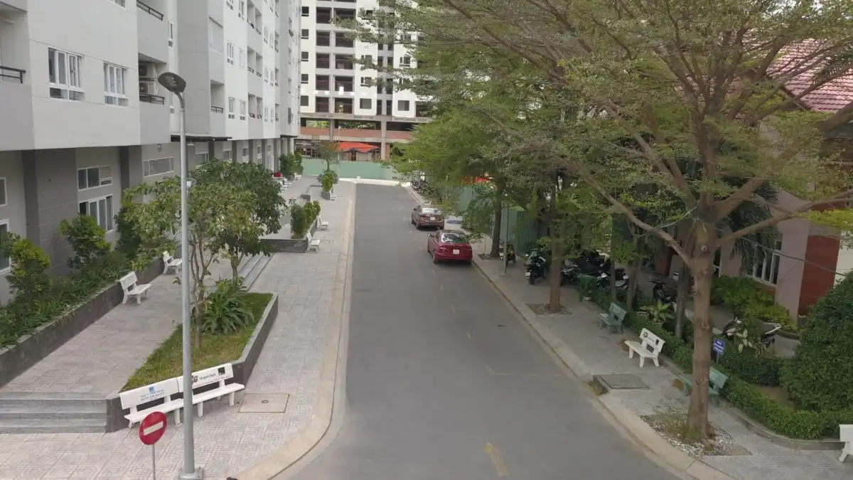 Ảnh tư liệu tháng 11/2018: đường nội khu và cây xanh
