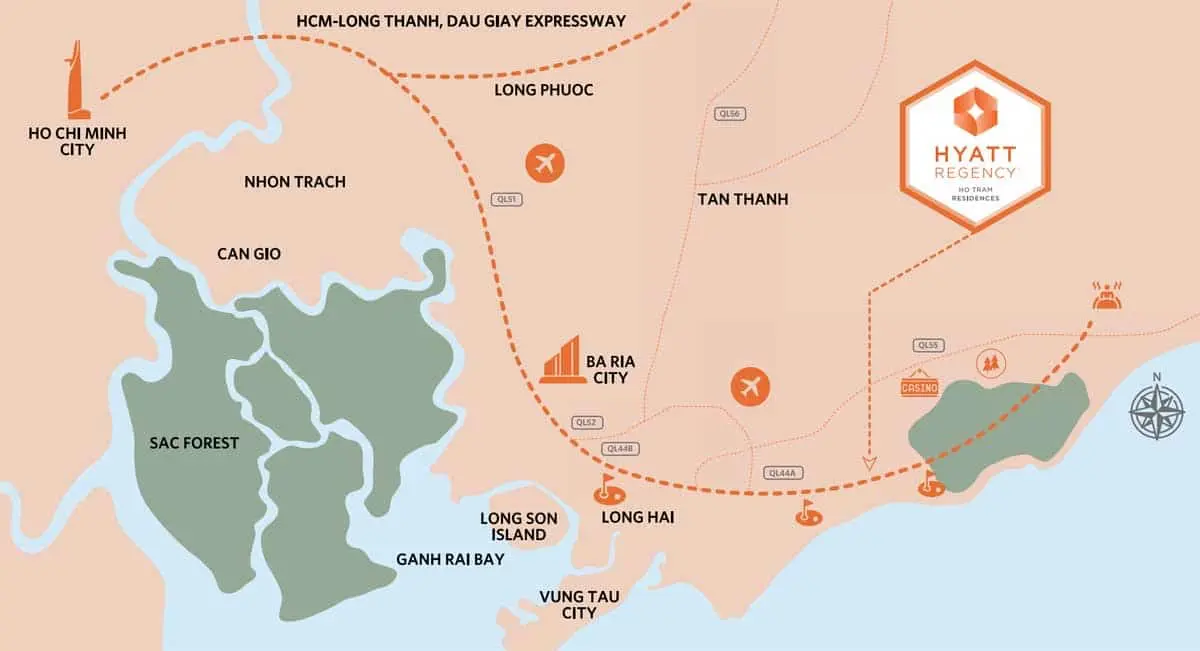 Sơ đồ vị trí Hyatt Regency Ho Tram Residences