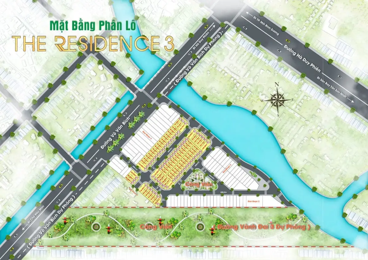 Sơ đồ phân lô và đường nội khu khu dân cư The Residence 3