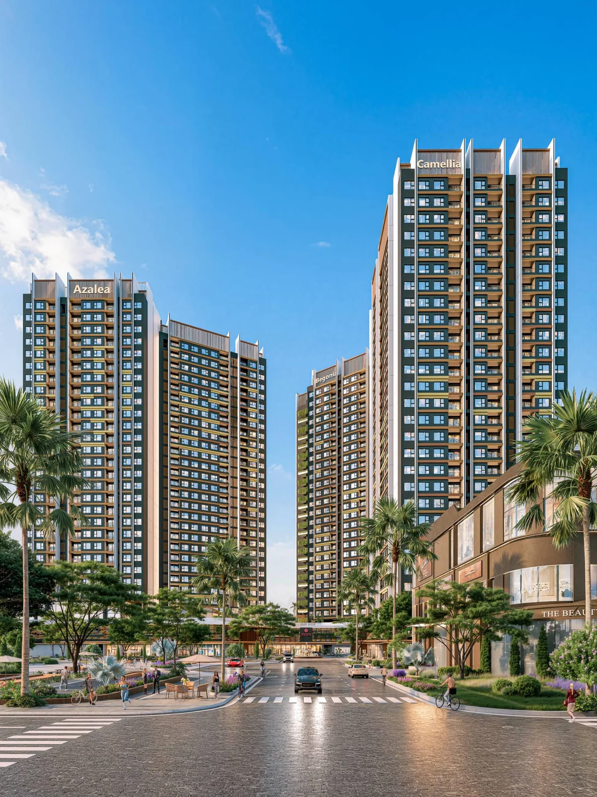 Phối cảnh tháp nhìn từ đường nội khu Setia Edenia