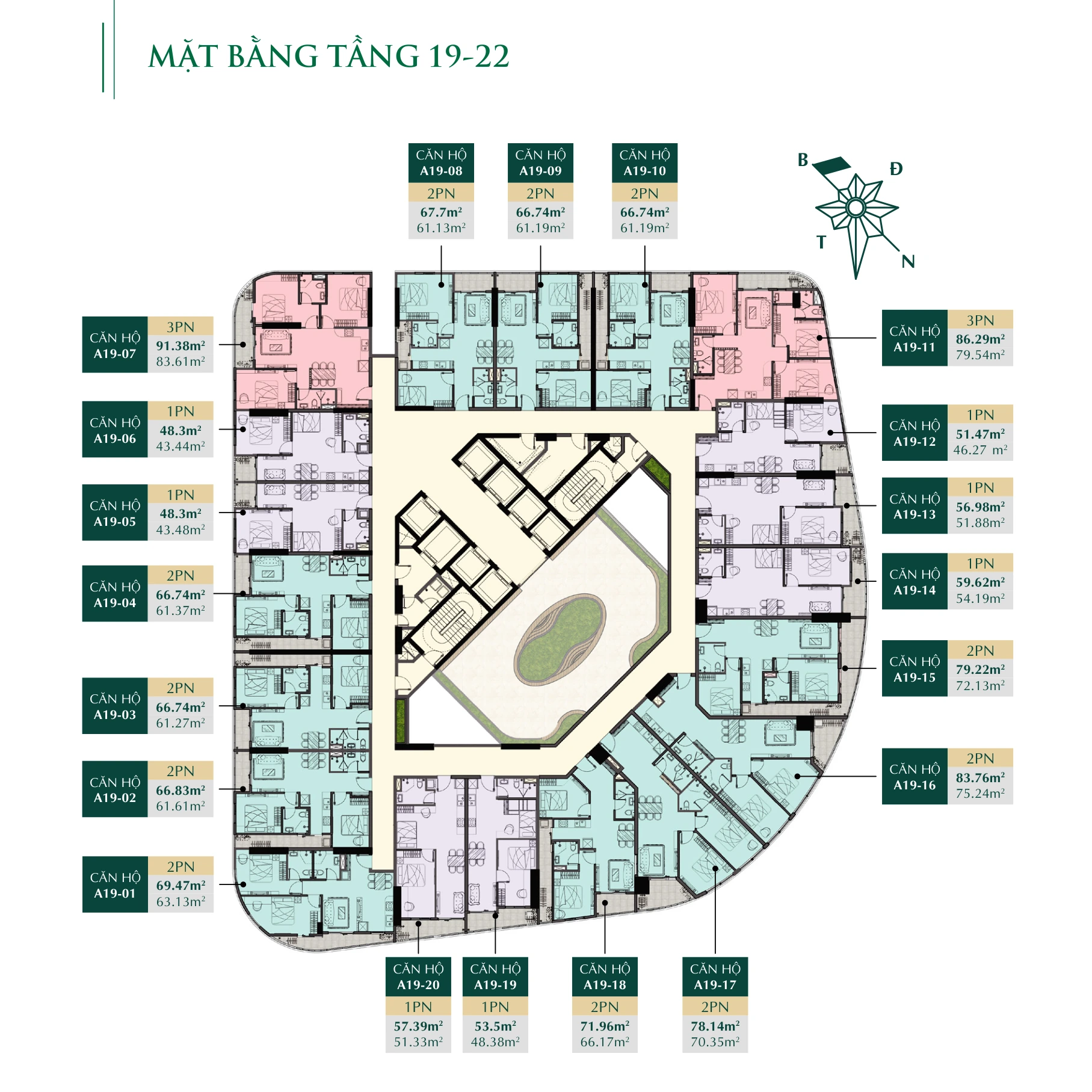 Mặt bằng tầng 19 đến 22 ArtStella