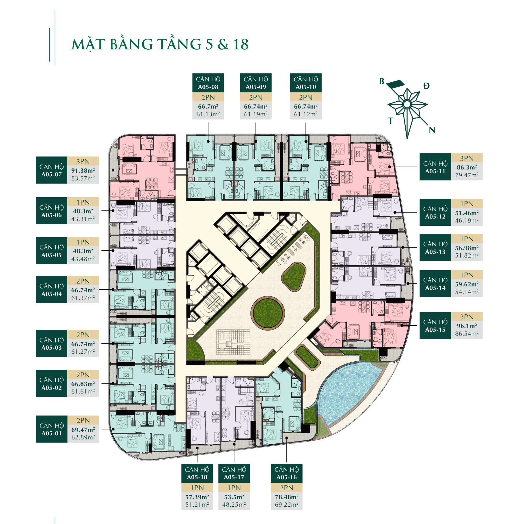 Mặt bằng tầng 5 và 18 ArtStella