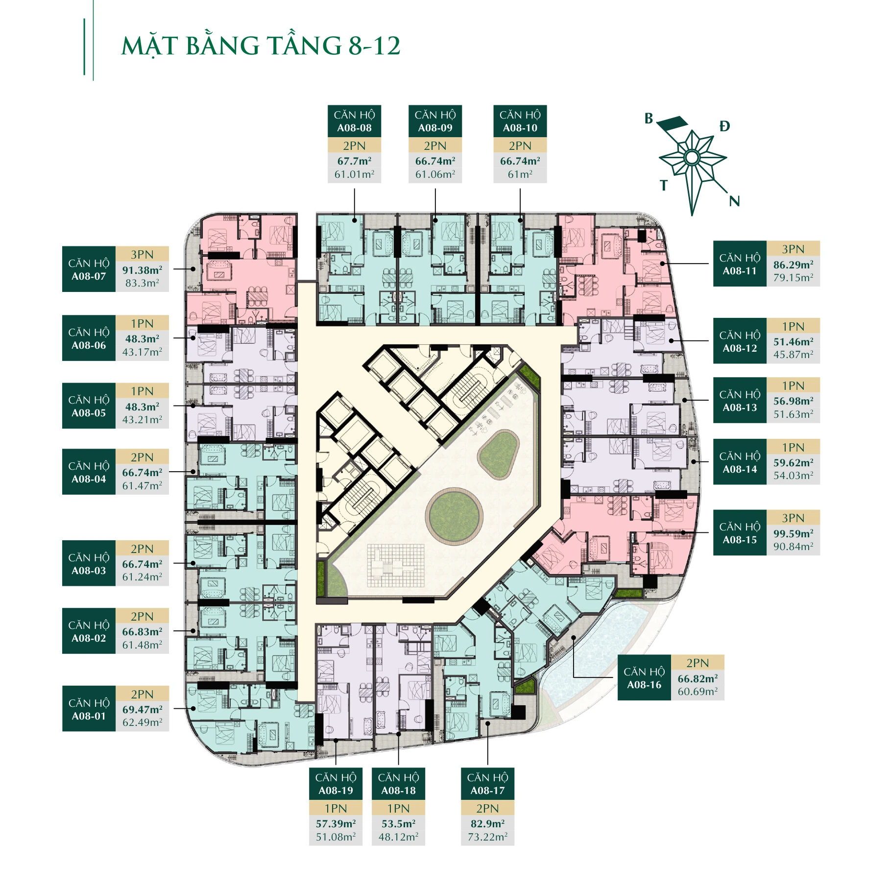 Mặt bằng tầng 8 đến 12 ArtStella