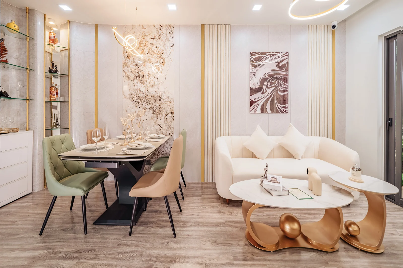 Phối cảnh bàn ăn liền phòng khách ArtStella