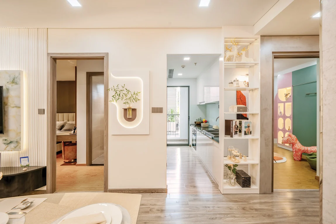 Phối cảnh lối vào và tủ bếp căn hộ ArtStella