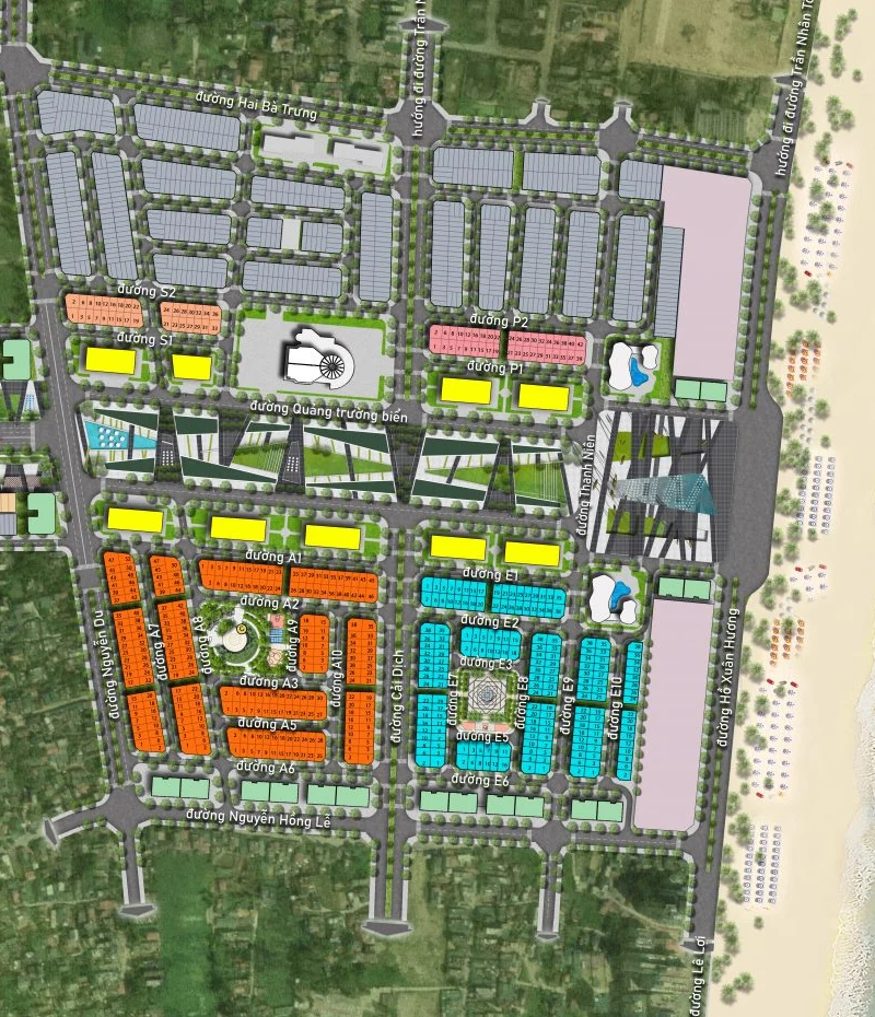 Chi tiết các tuyến phố trong sơ đồ Sun Grand Boulevard