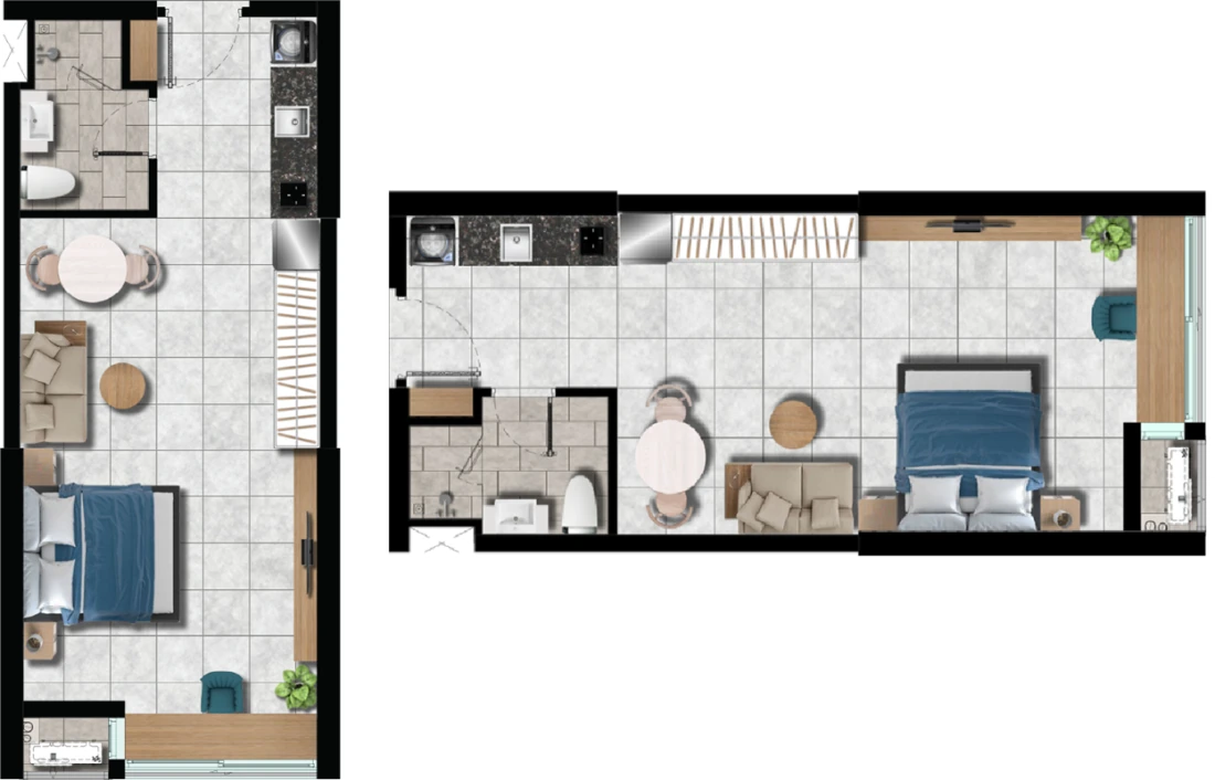 Mặt bằng thiết kế căn hộ 1 phòng ngủ River Collection, diện tích công bố 36,42 m².