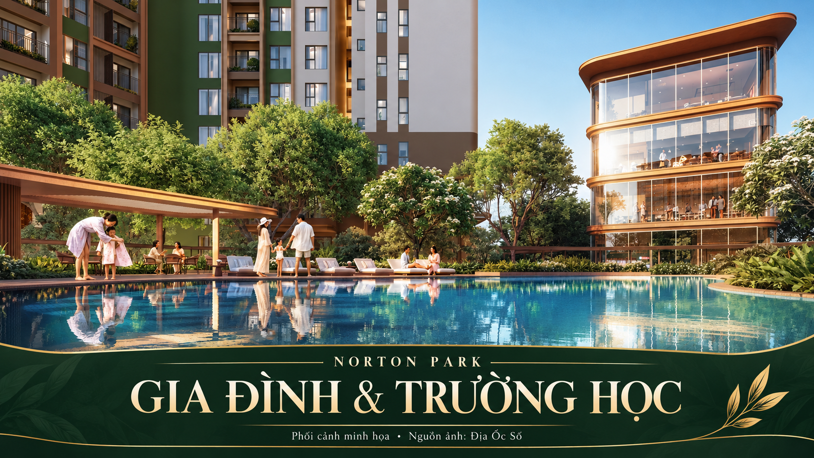 Trường học quanh Norton Park: từ mầm non đến phân tuyến tiểu học 12 Phối cảnh sinh hoạt gia đình tại hồ bơi Norton Park