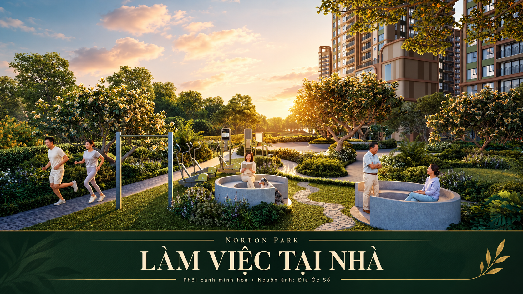 Work Hub Norton Park và bài toán làm việc tại nhà của hai người 17 Phối cảnh đường dạo và điểm nghỉ Norton Park