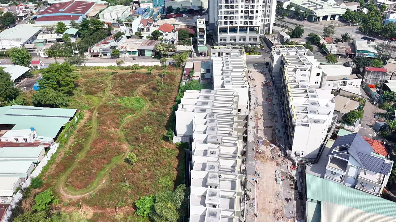 Bố cục khu nhà Bcons Eden Park trong video tháng 12/2025