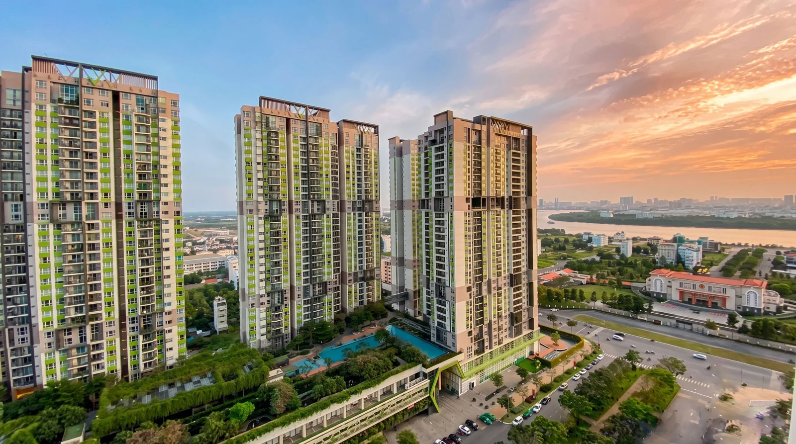Các tháp Feliz en Vista đã hoàn thành bên khu dân cư Thạnh Mỹ Lợi