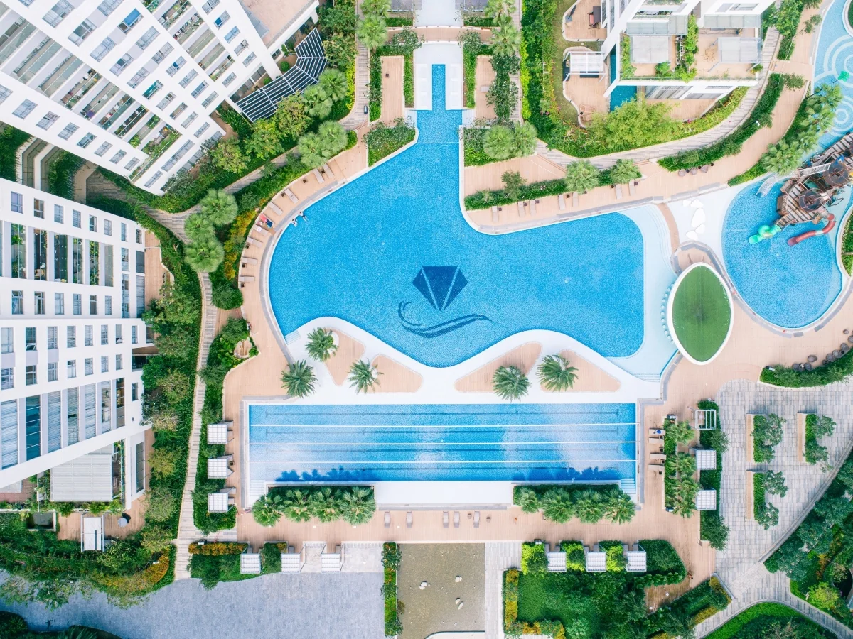 Hệ hồ bơi Đảo Kim Cương nhìn từ trên cao